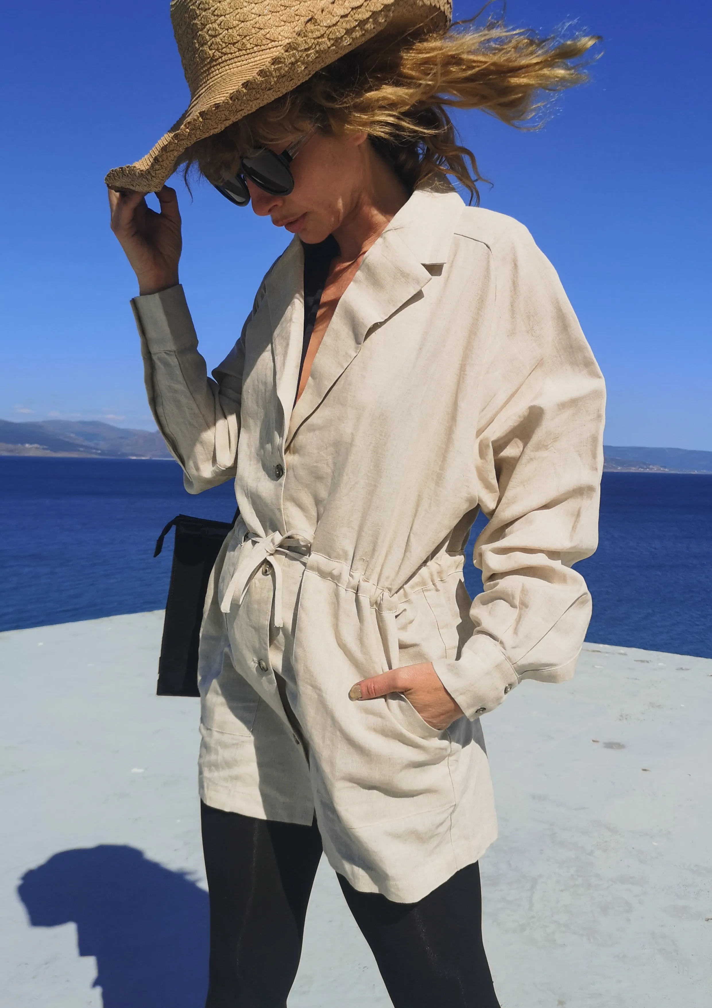 SUMMER DRESS/JACKET - LINEN natural white