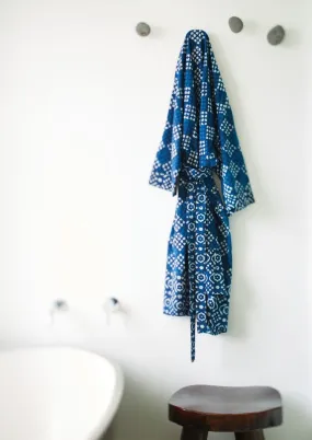 Tassel & Twine Cotton Indigo Block Print Kimono Robe