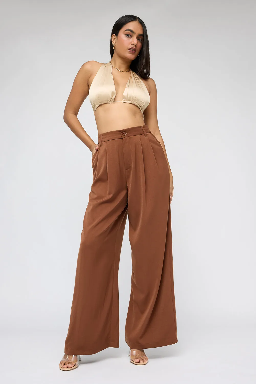 Tawny Brown Super Flared Korean Pants