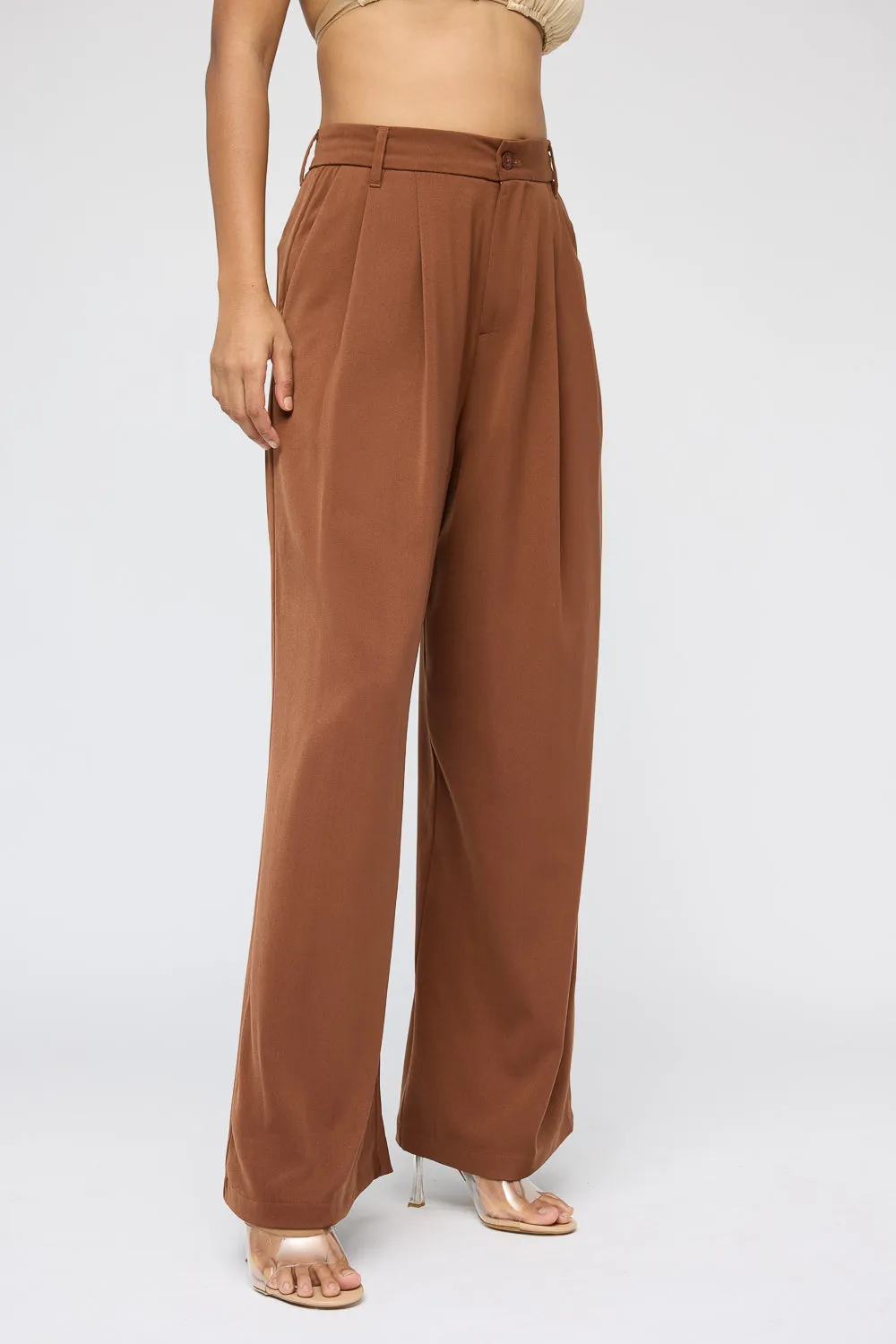 Tawny Brown Super Flared Korean Pants