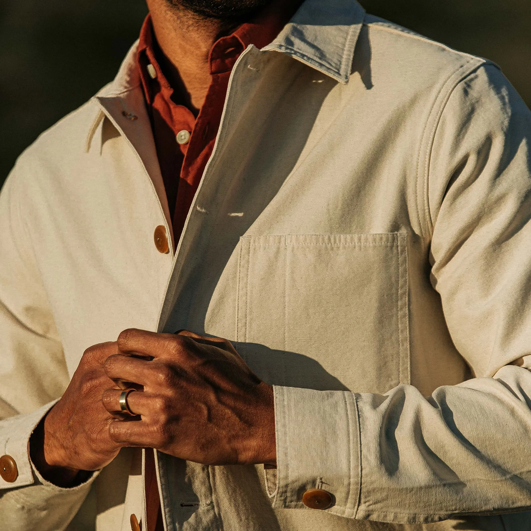 The Ojai Jacket in Natural Reverse Sateen