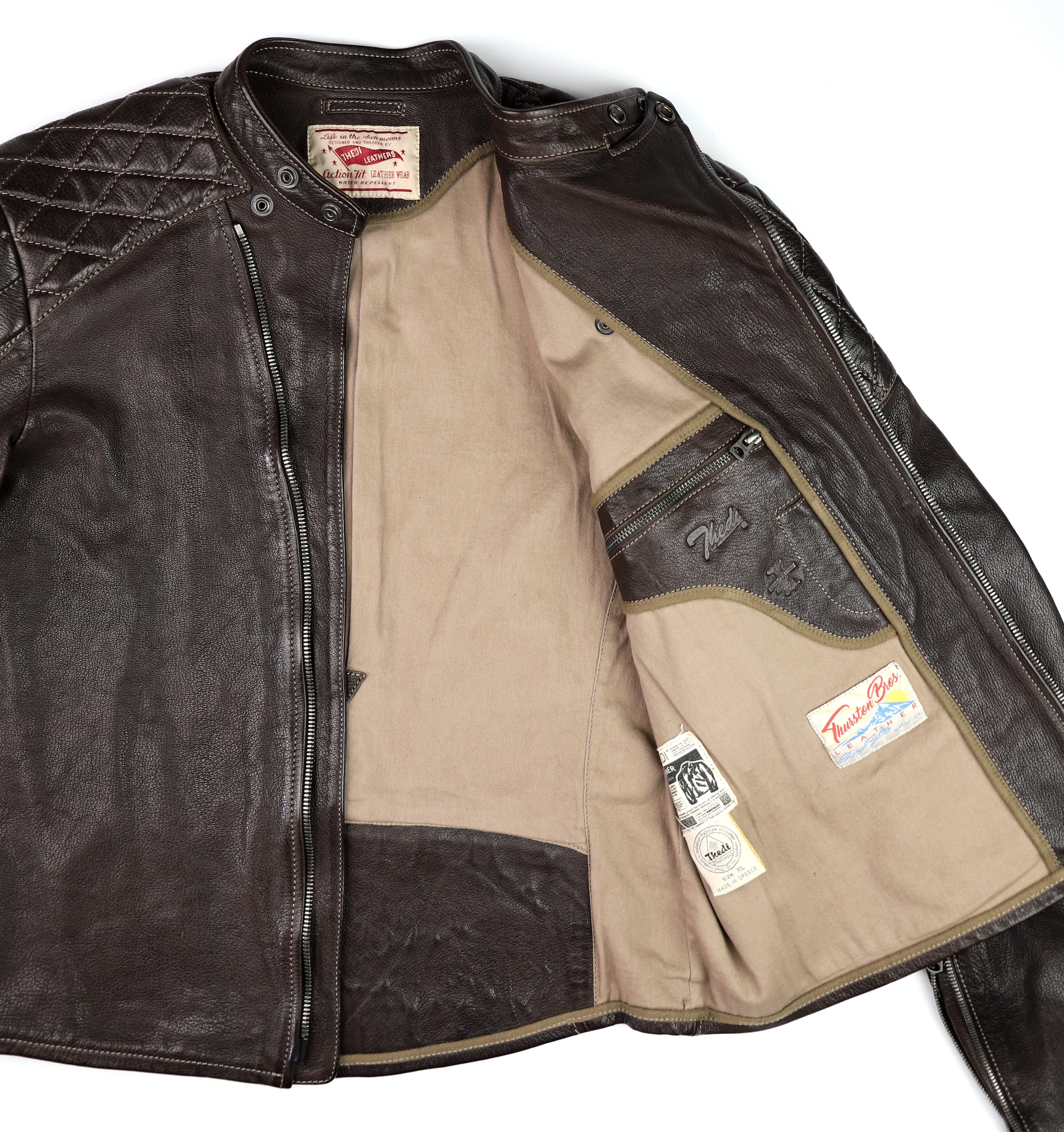 Thedi Maximos Cafe Racer, size XL, Brown Calabria Goatskin