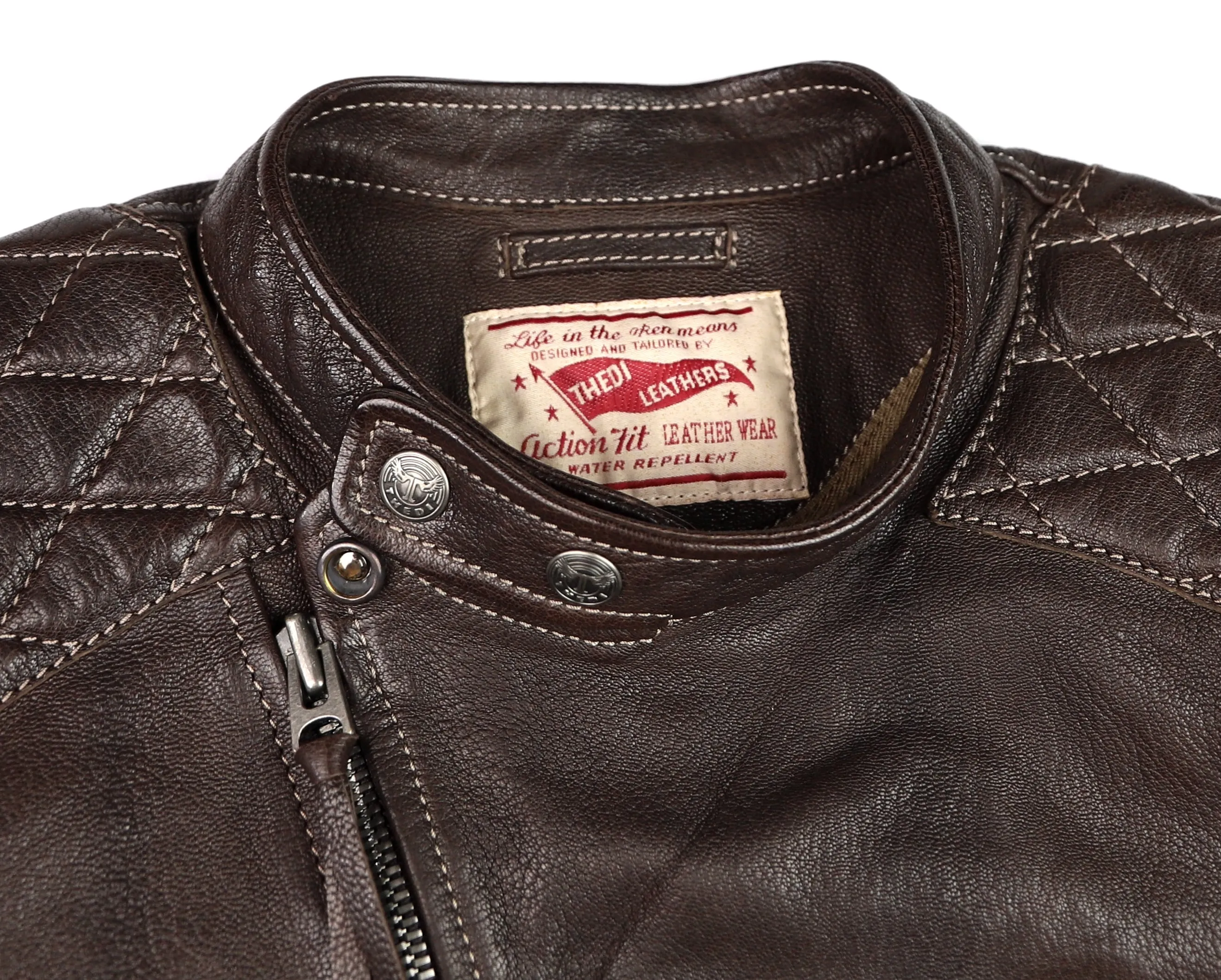 Thedi Maximos Cafe Racer, size XL, Brown Calabria Goatskin