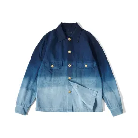 Tie-dye Gradient Blue Shirt Retro Jacket