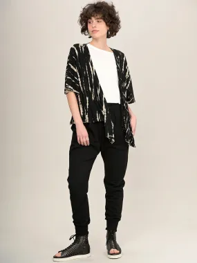 Tie Dye Kimono Style Top - Black & Cream