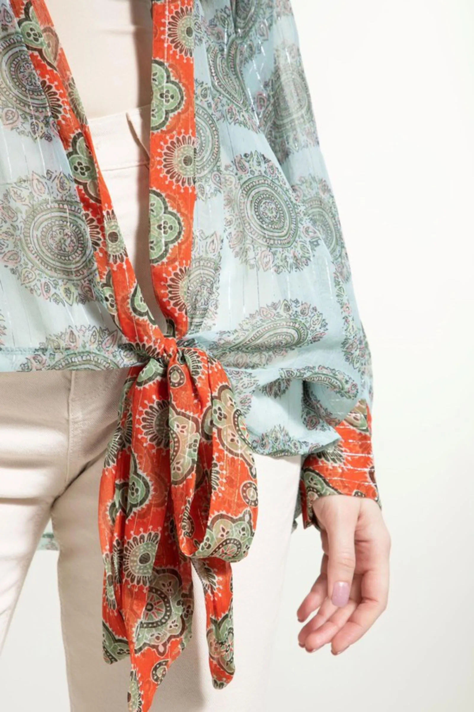 Tie Front Botanical Kimono