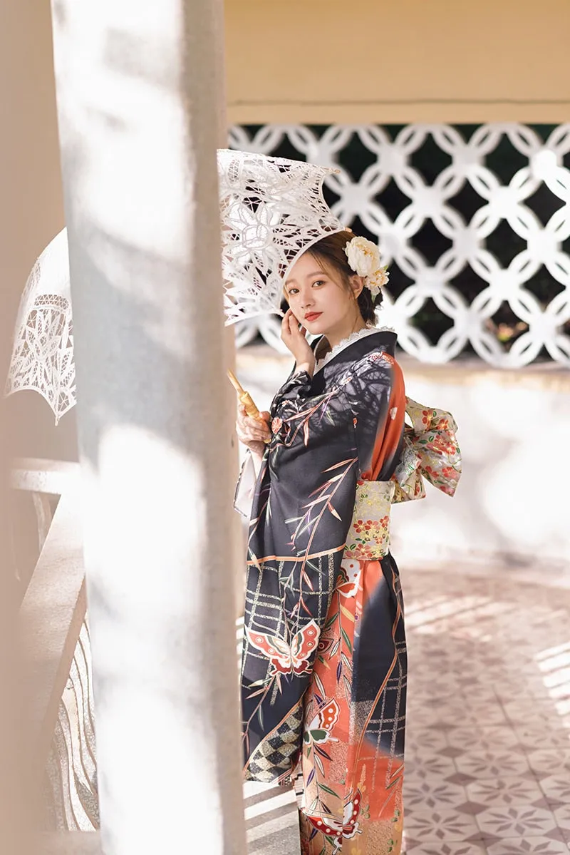 Traditional Kimono Butterfly Prints