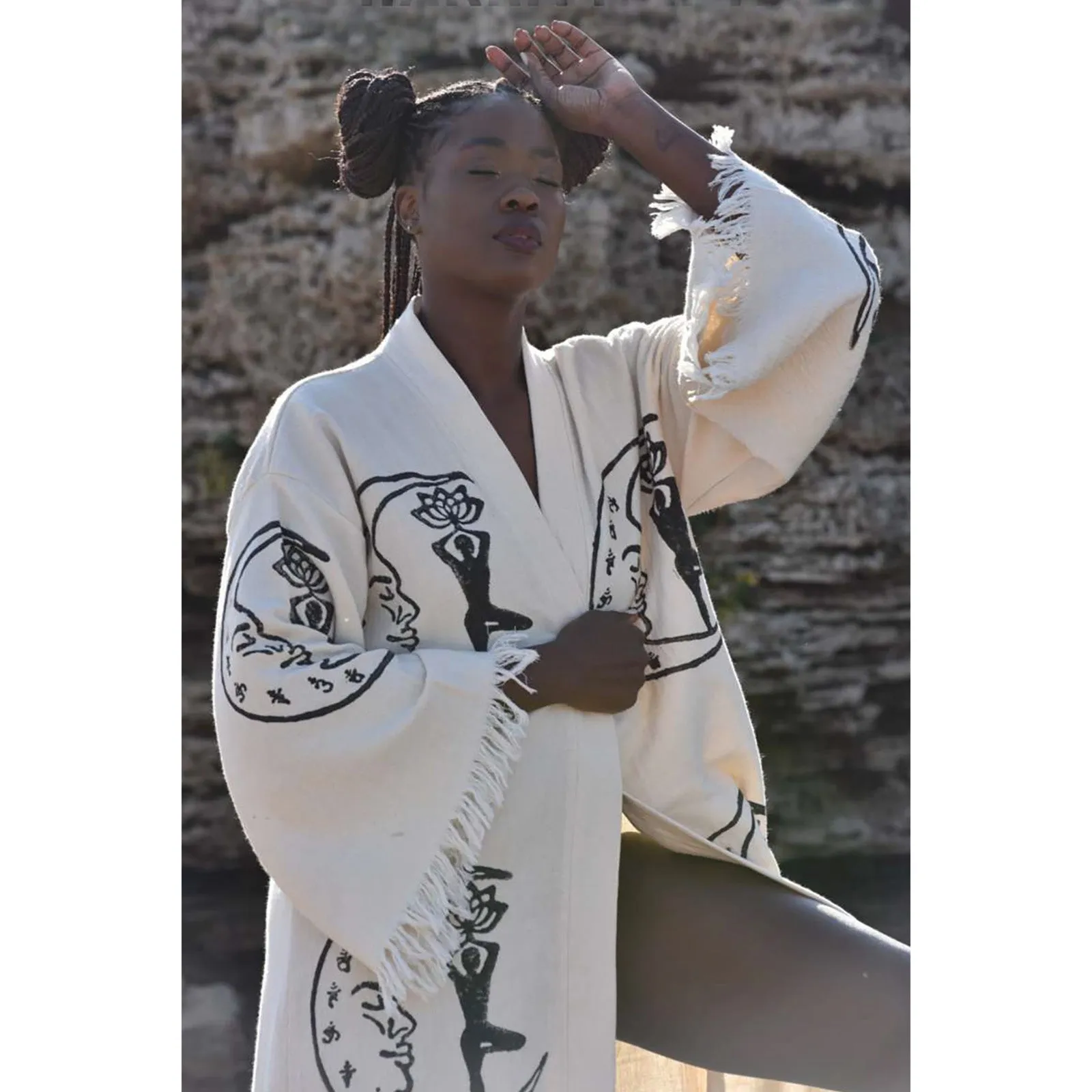 Turkish Towel Kimono Kaftan Bathrobe Chakra Design