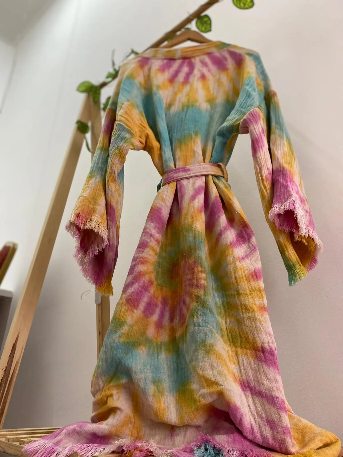 Turkish Towel Kimono Kaftan Bathrobe Tie-Dye Design