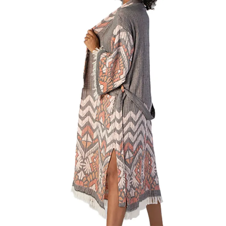 Turkish Towel Pestemal Kimono Bathrobe