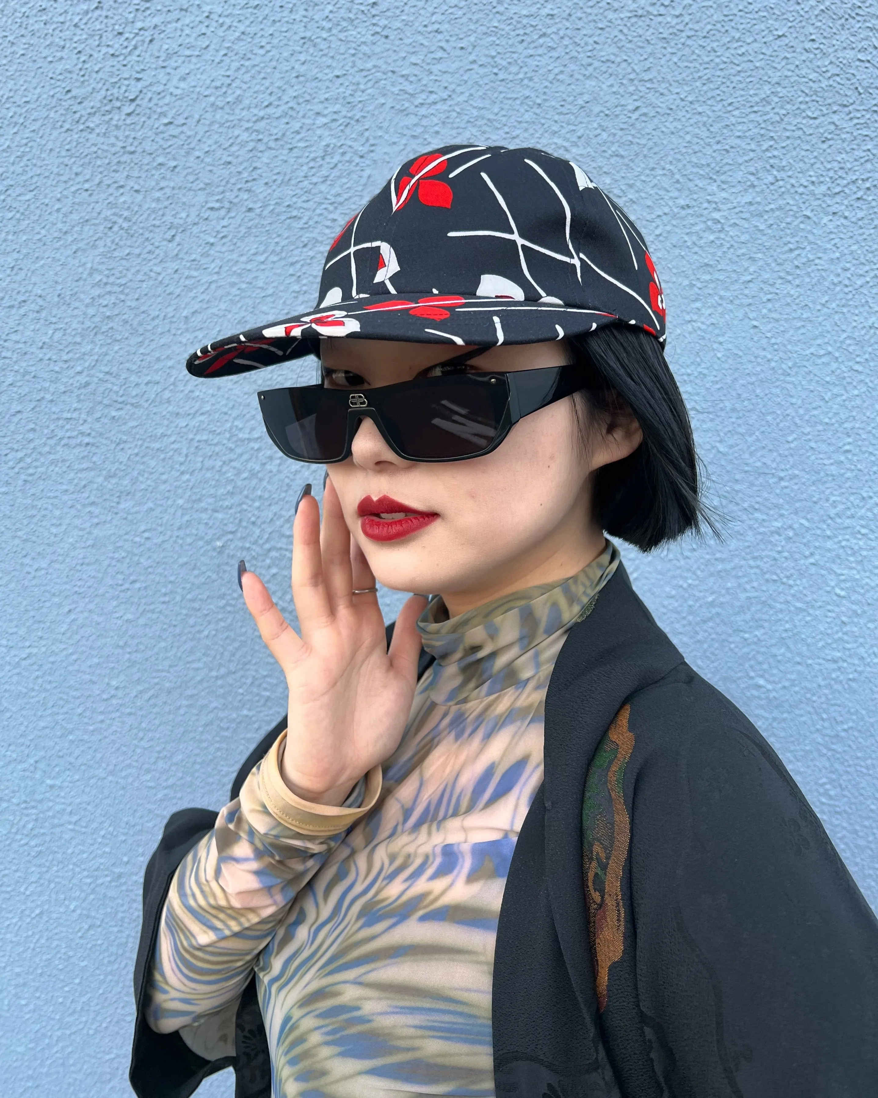 UPCYCLED KIMONO BASEBALL CAP・POP HANA ポップ花