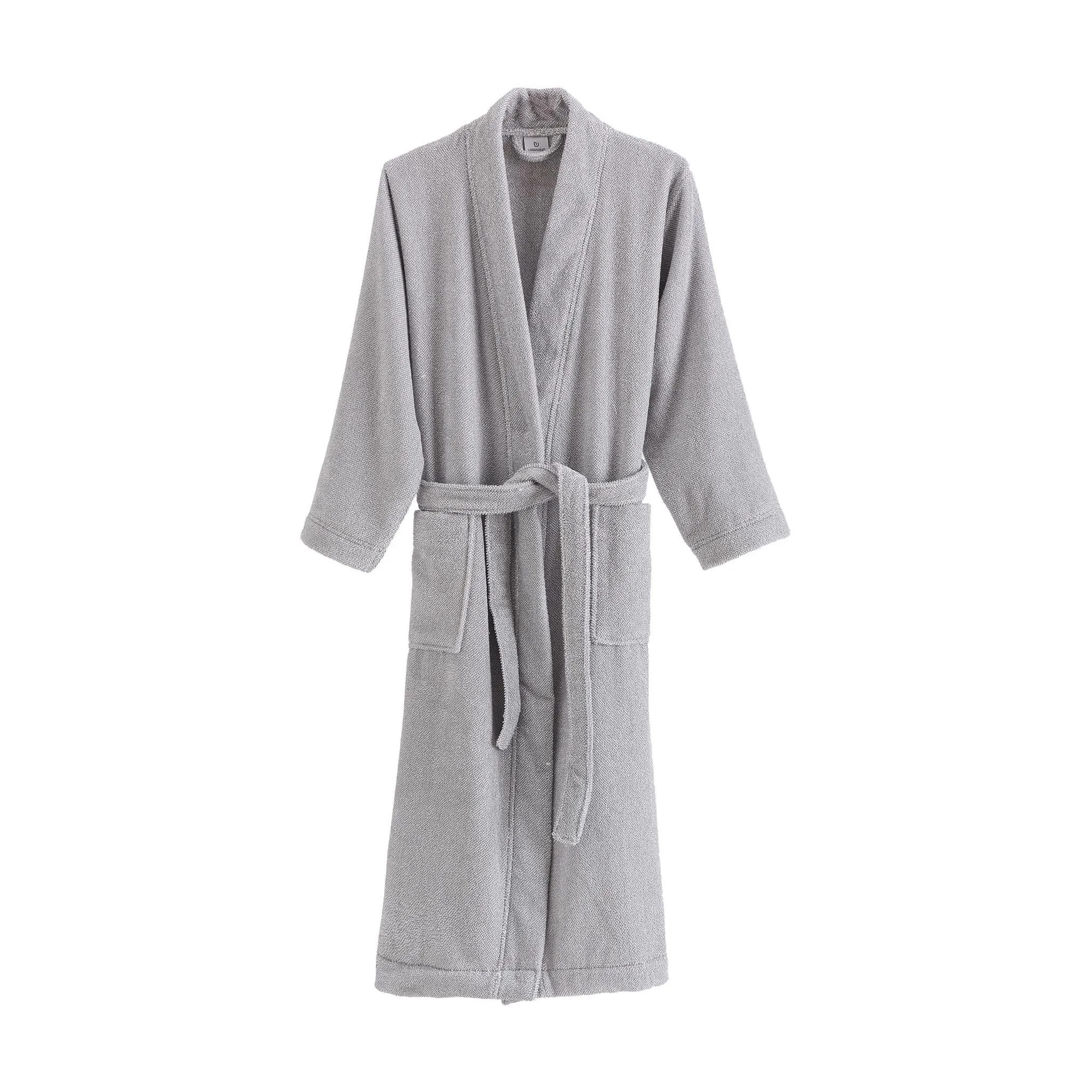 Ventosa Organic Cotton Bathrobe [Grey/White]