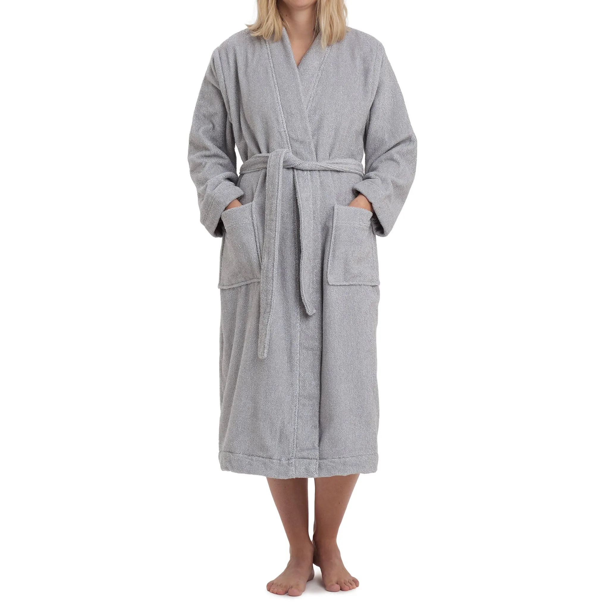 Ventosa Organic Cotton Bathrobe [Grey/White]