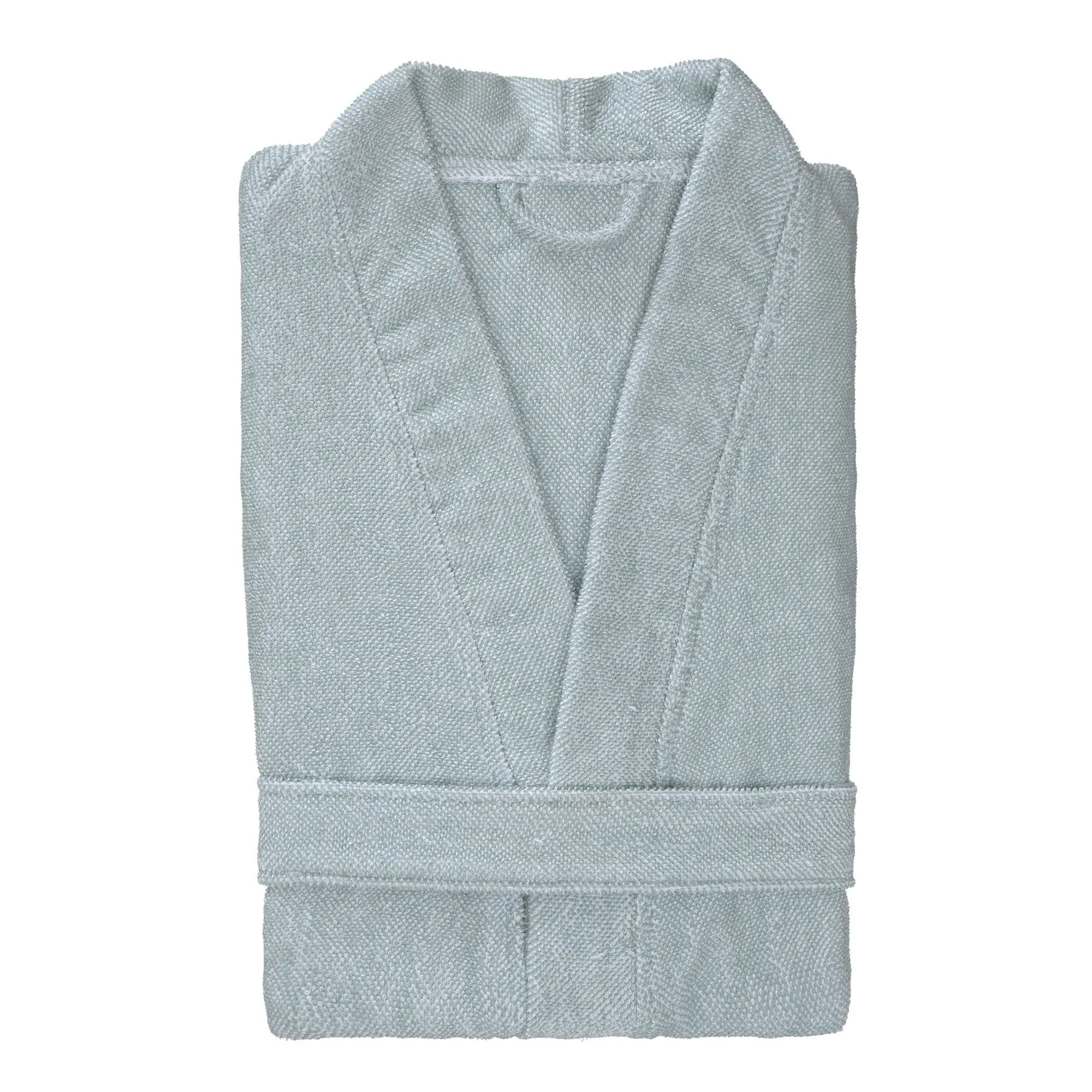 Ventosa Organic Cotton Bathrobe [Light grey green/White]