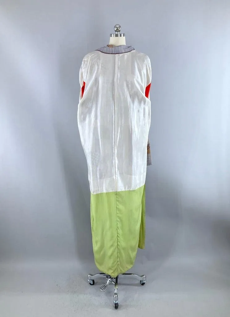 Vintage 1930s Deco Fans Silk Kimono