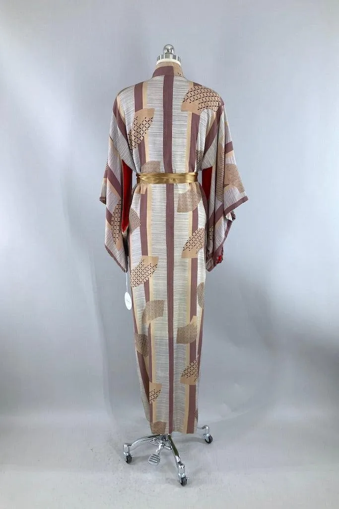 Vintage 1930s Deco Fans Silk Kimono