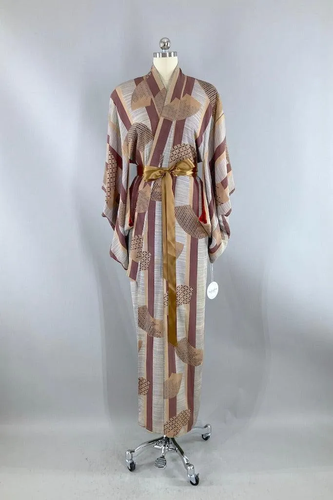 Vintage 1930s Deco Fans Silk Kimono