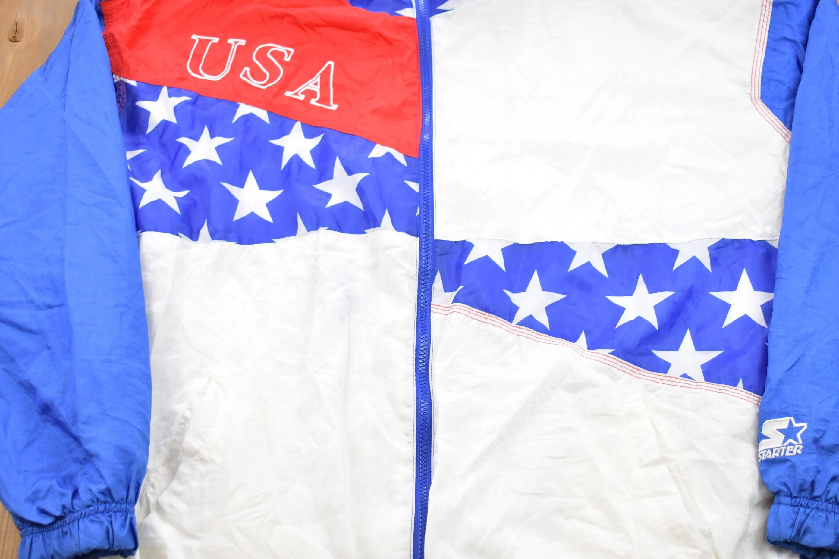 Vintage 1996 Starter USA Atlanta Olympic All Over Print Windbreaker Jacket