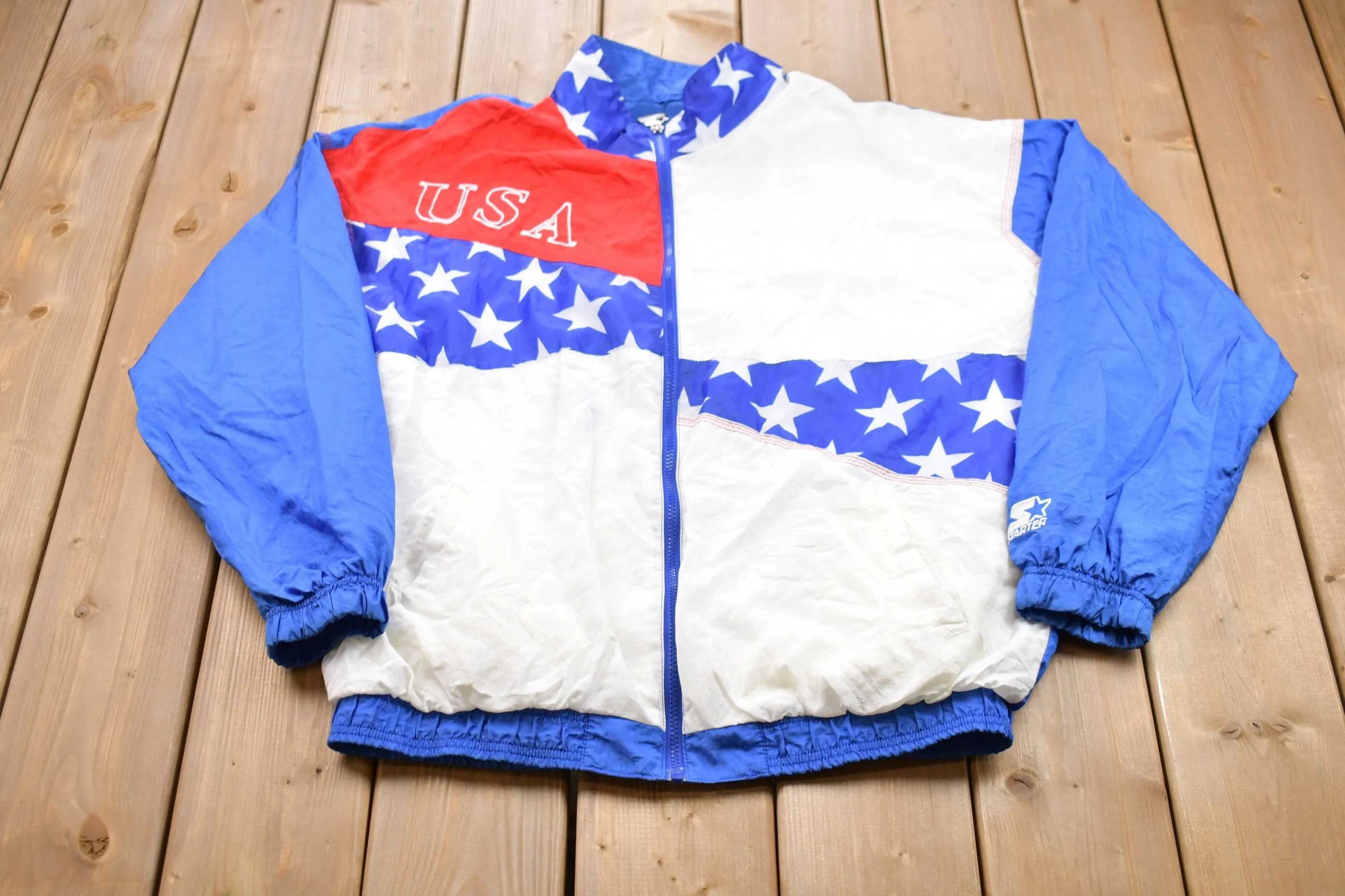 Vintage 1996 Starter USA Atlanta Olympic All Over Print Windbreaker Jacket