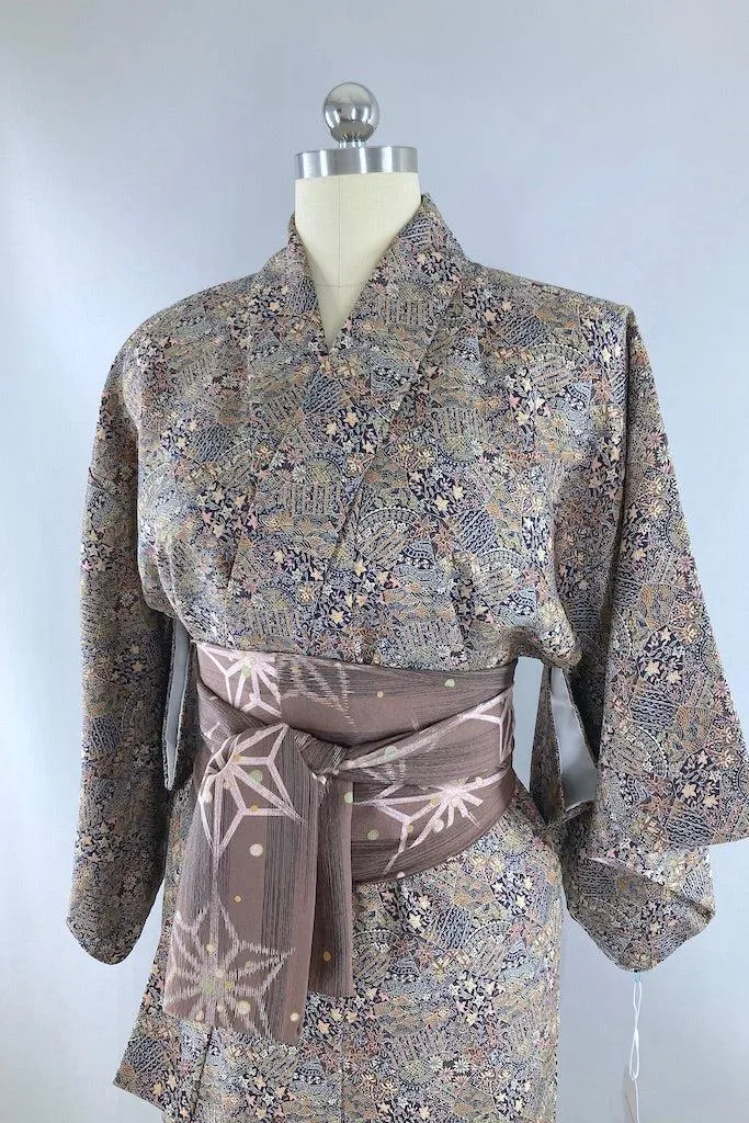 Vintage Blue & Gold Kimono