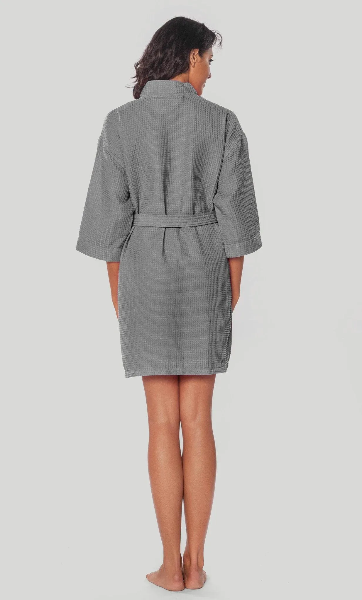 Waffle Kimono Gray Short Robe