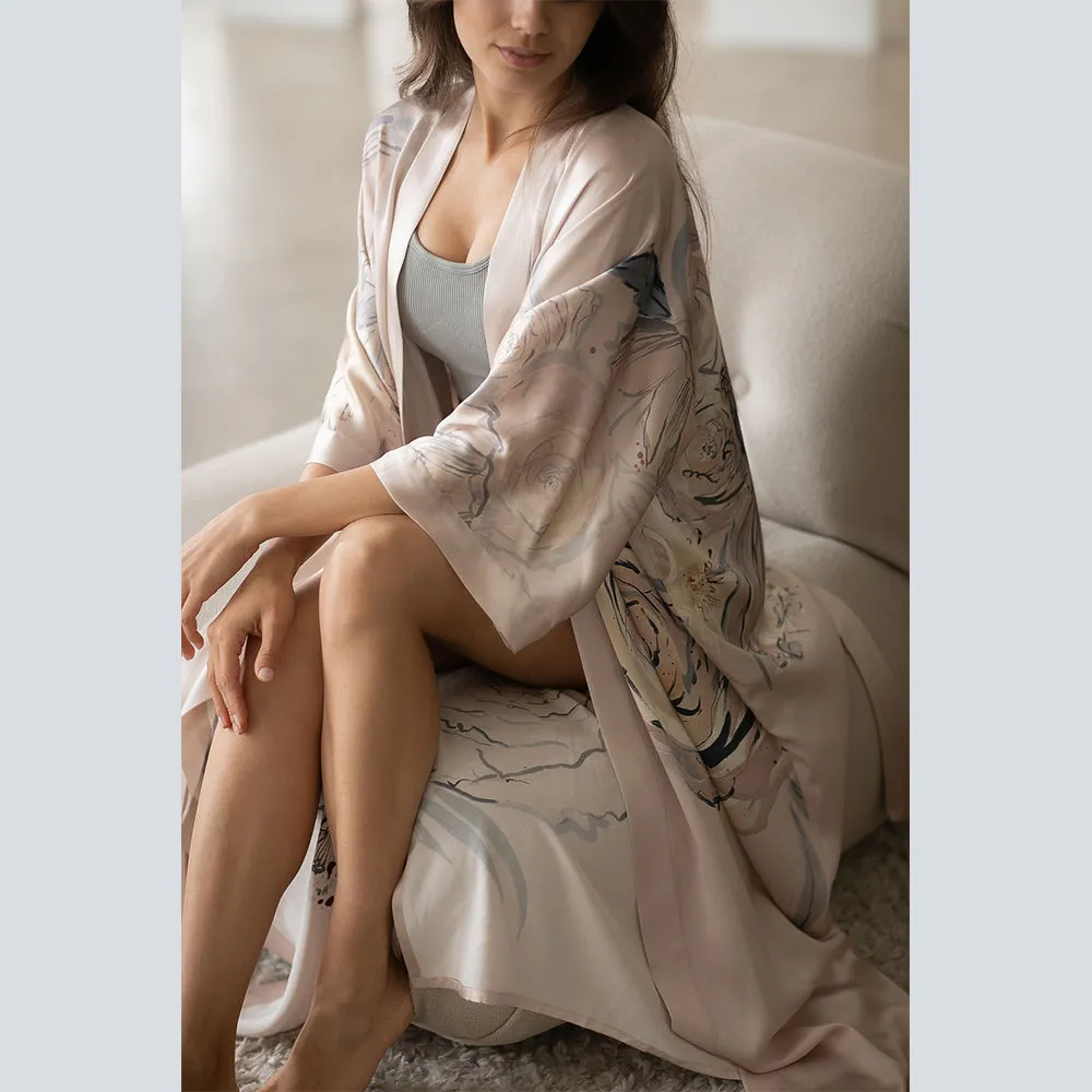 Washable Silk Jia Long Kimono Robe