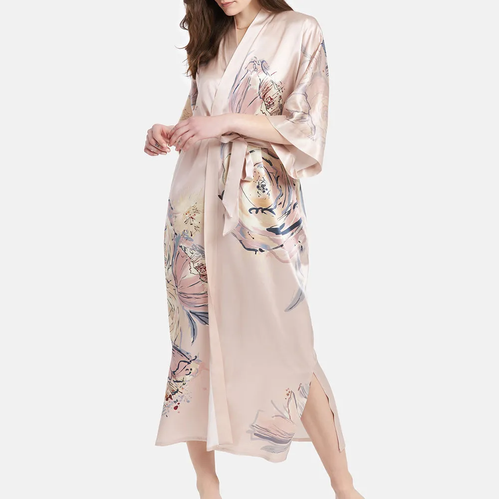 Washable Silk Jia Long Kimono Robe