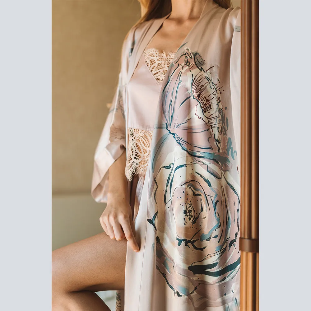 Washable Silk Jia Long Kimono Robe