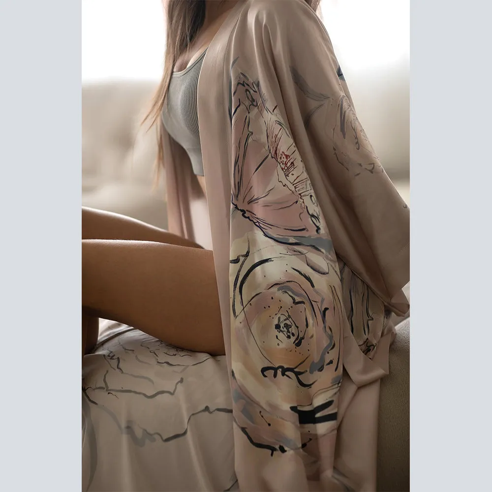 Washable Silk Jia Long Kimono Robe