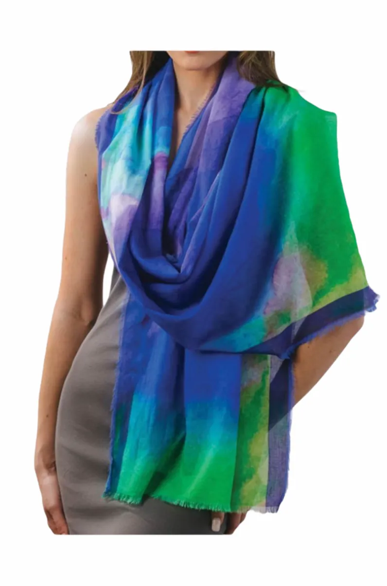 Watercolor Print Cotton Scarf