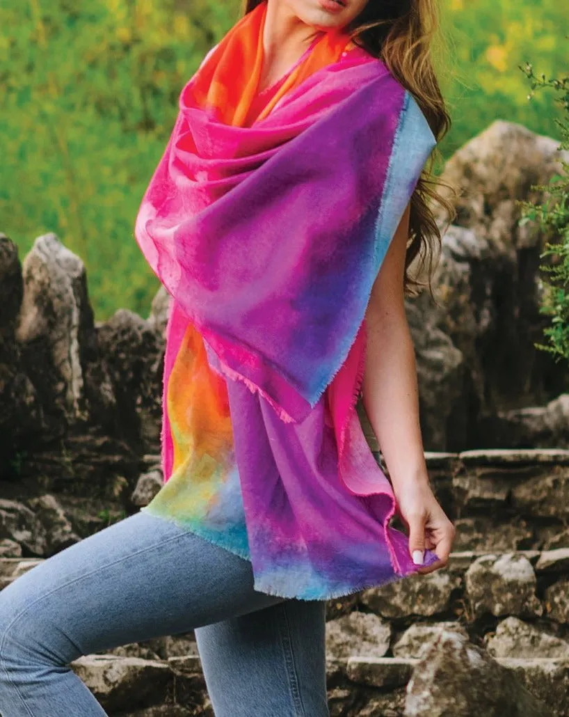 Watercolor Print Cotton Scarf