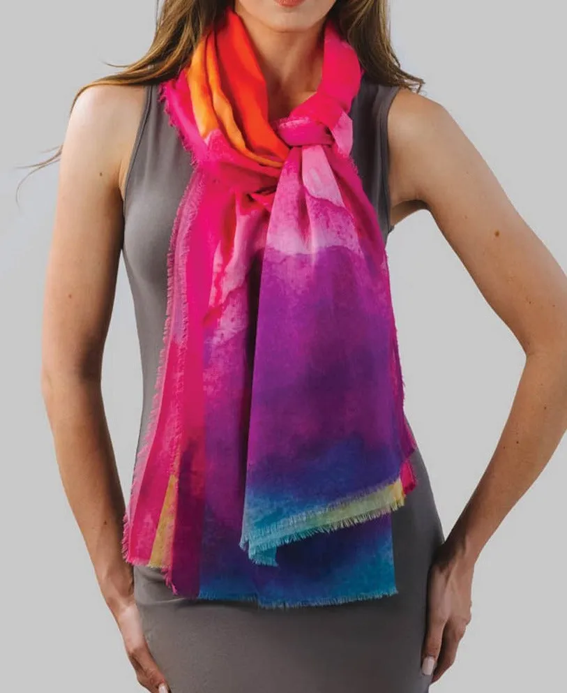 Watercolor Print Cotton Scarf