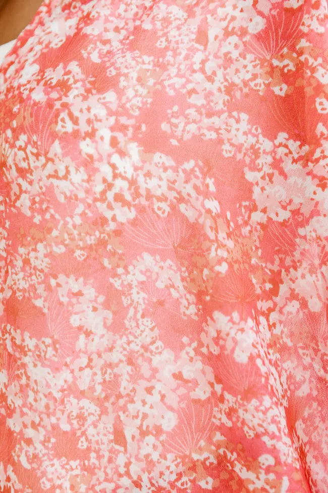 Wild Romance Coral Floral Chiffon Duster Kimono FINAL SALE