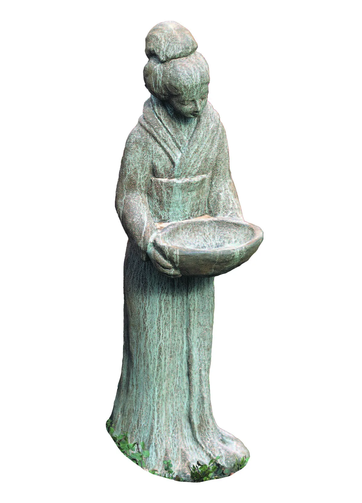 Woman in Kimono with Bowl Garden Statue