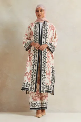 Women Cream Printed Kimono