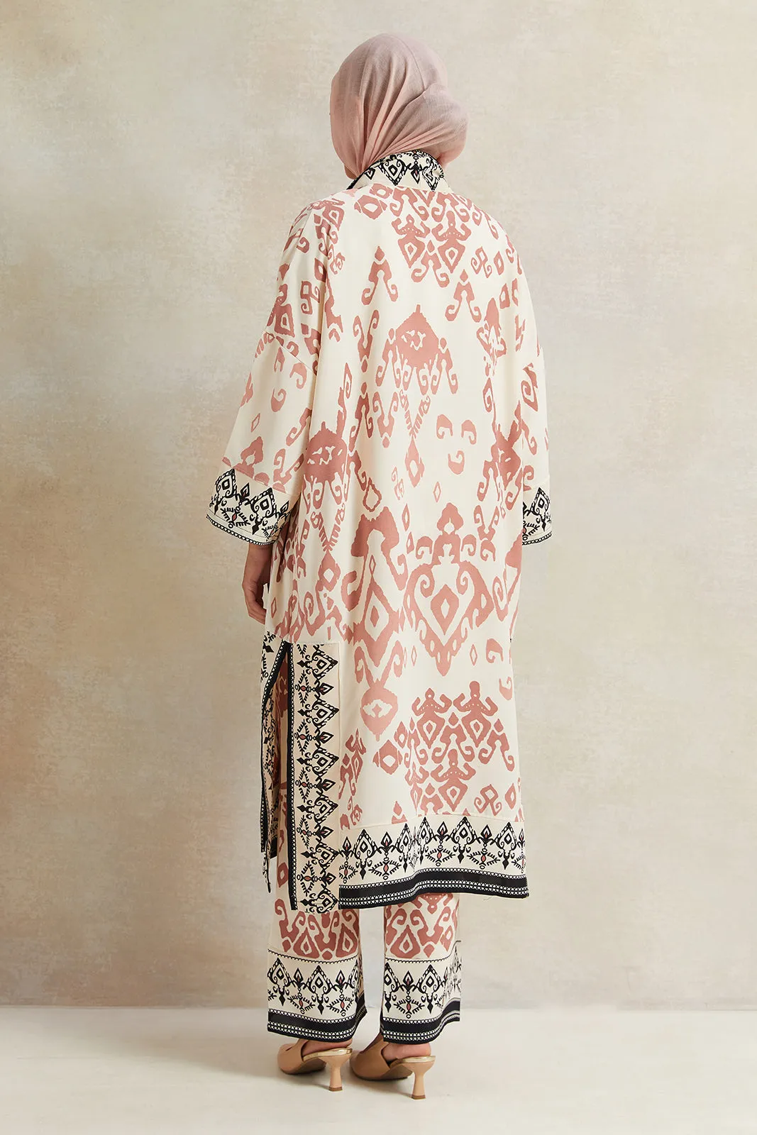 Women Cream Printed Kimono