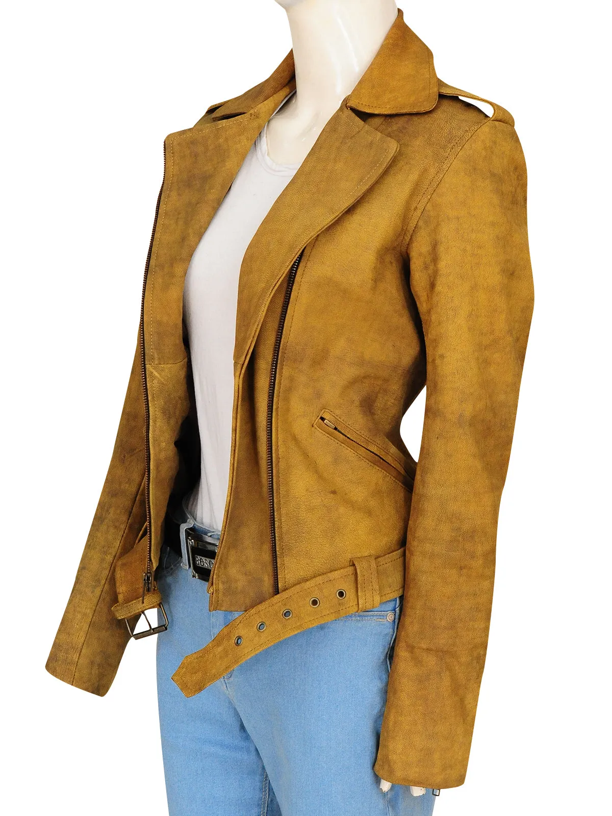 Women Distressed Brown Jacket