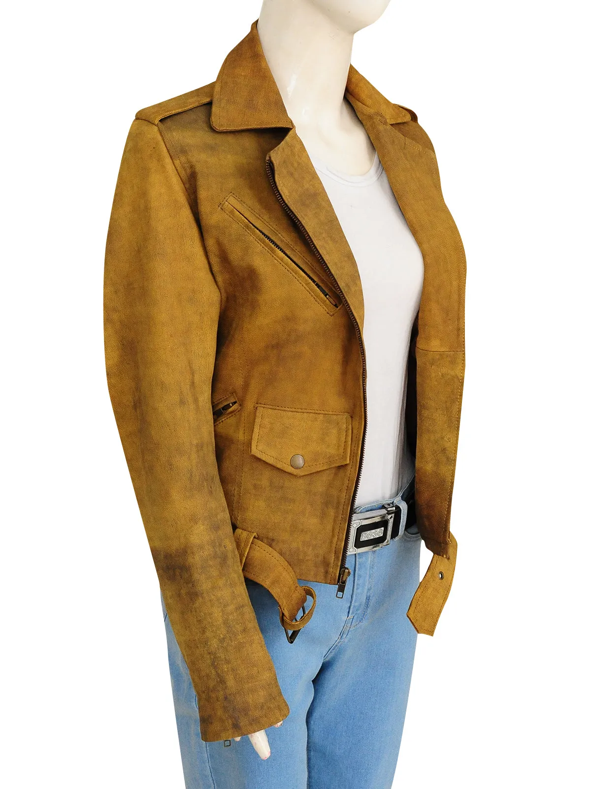 Women Distressed Brown Jacket