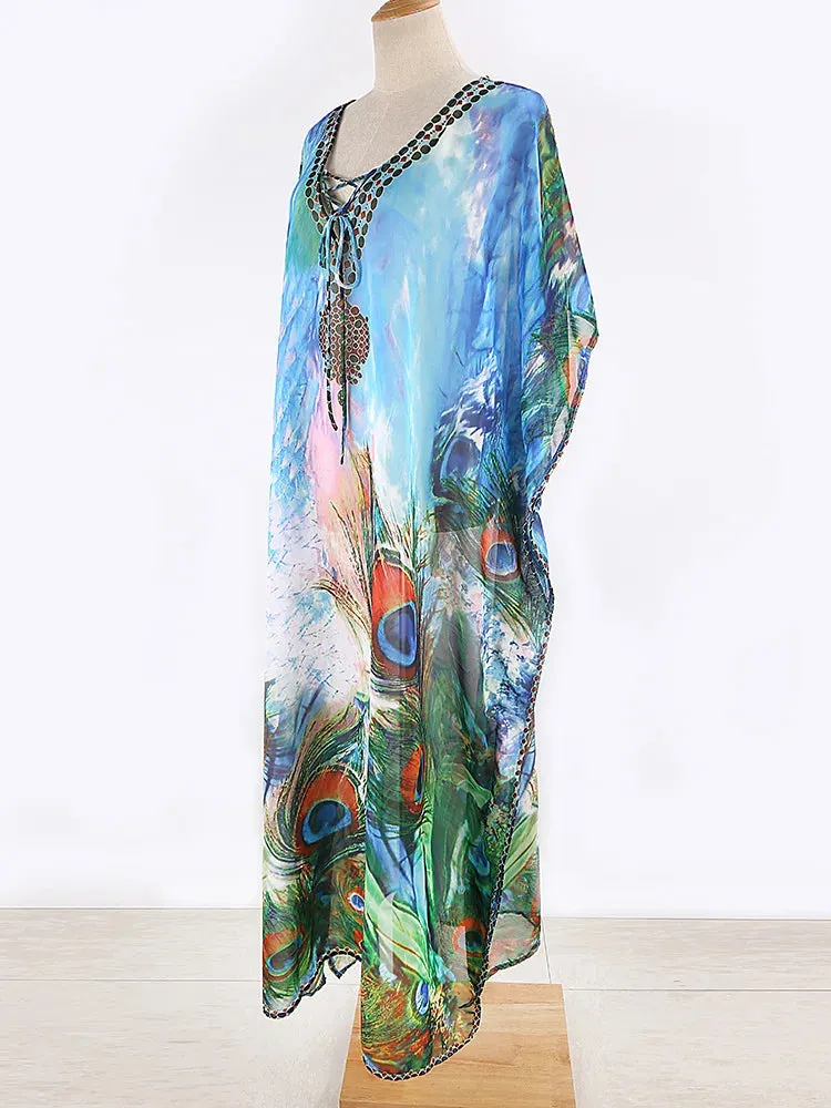 Women's Chiffon Peacock Bathing Tunic