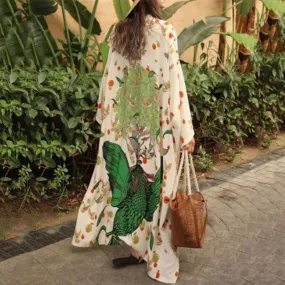 Women's Peacock Print Loose Kimono