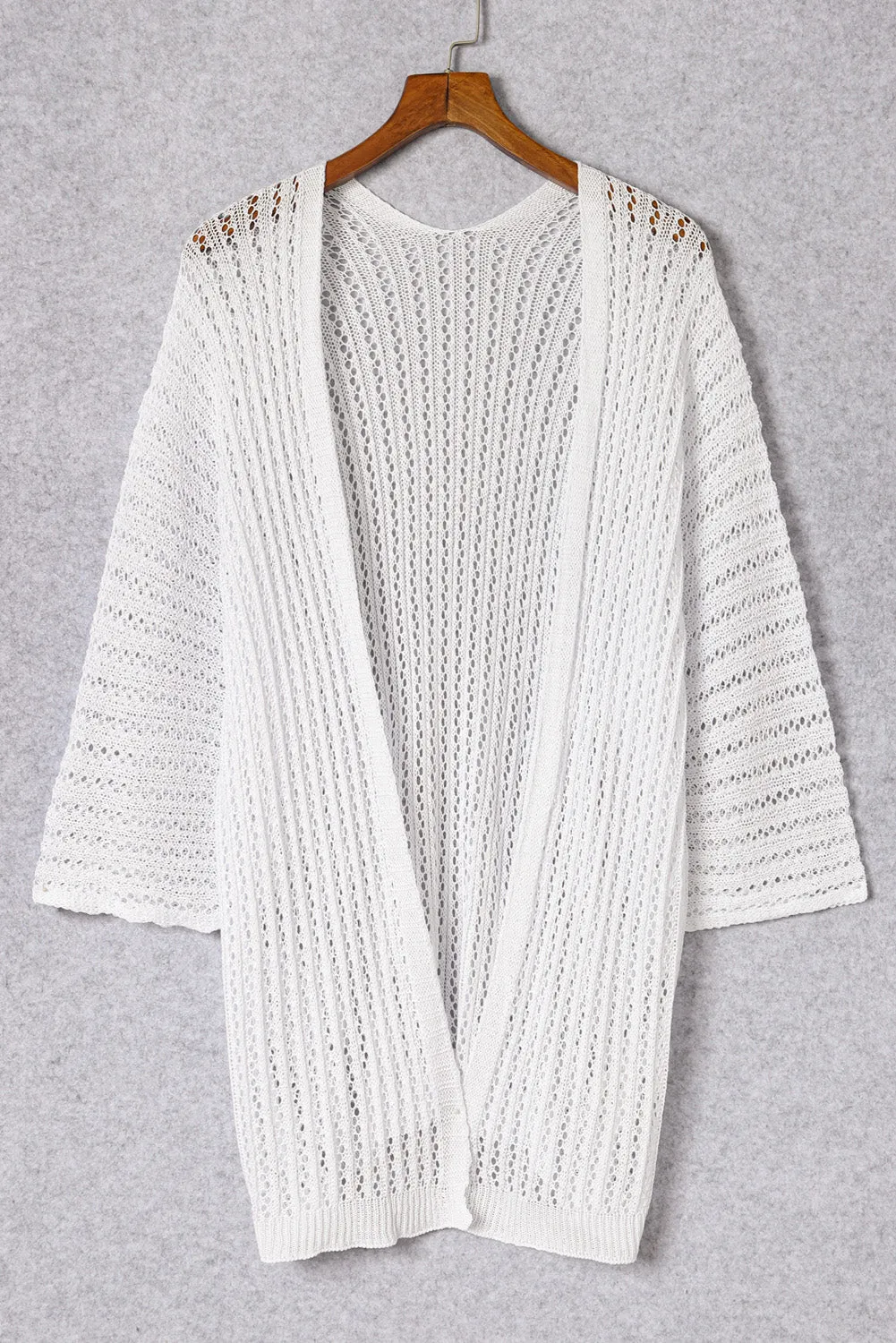 Women's Solid Color Hollow-out Knit Kimono