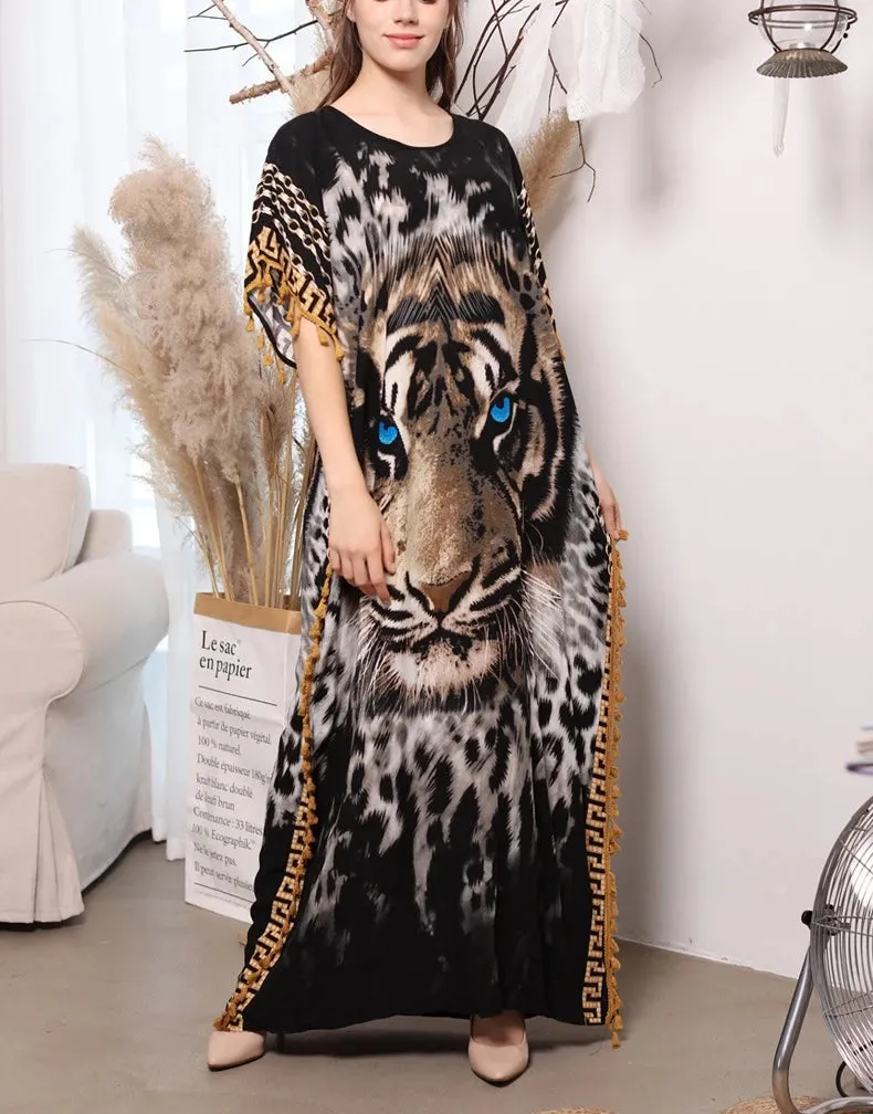 Women's Tiger Head Printed Kaftan