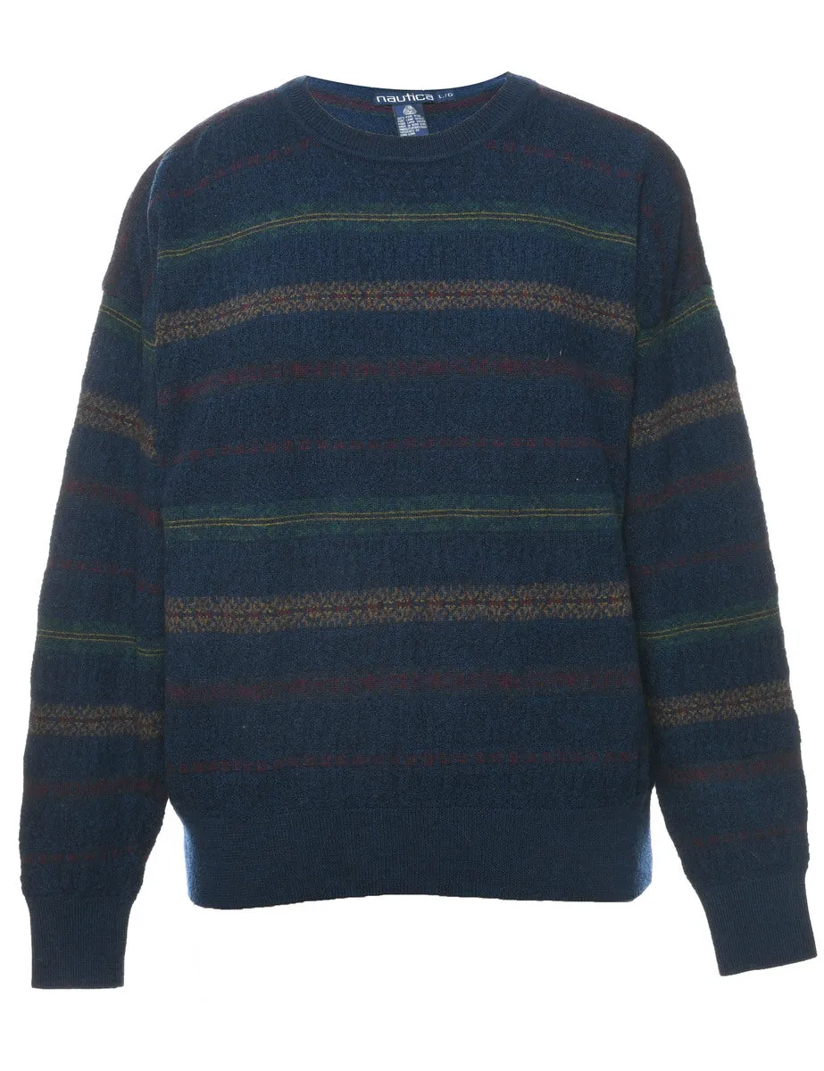 Wool Nautica Striped Jumper - L