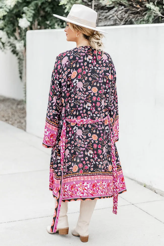 You Amaze Me Black Floral Kimono FINAL SALE