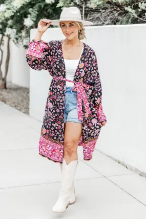 You Amaze Me Black Floral Kimono FINAL SALE