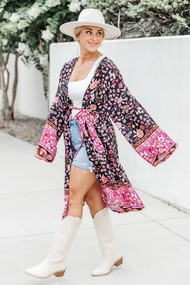 You Amaze Me Black Floral Kimono FINAL SALE