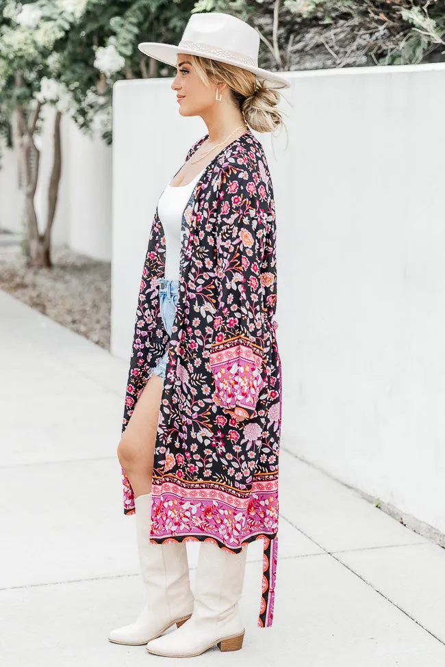 You Amaze Me Black Floral Kimono FINAL SALE