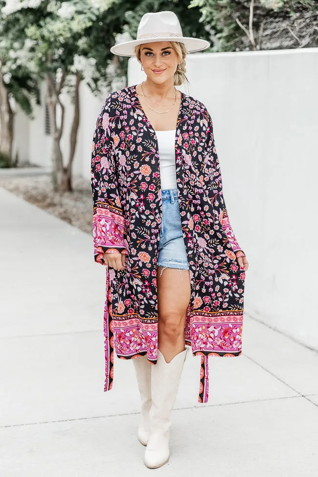 You Amaze Me Black Floral Kimono FINAL SALE